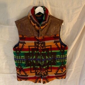 POLO RALPH LAUREN NAVAJO WOOL LEATHER DOWN VEST